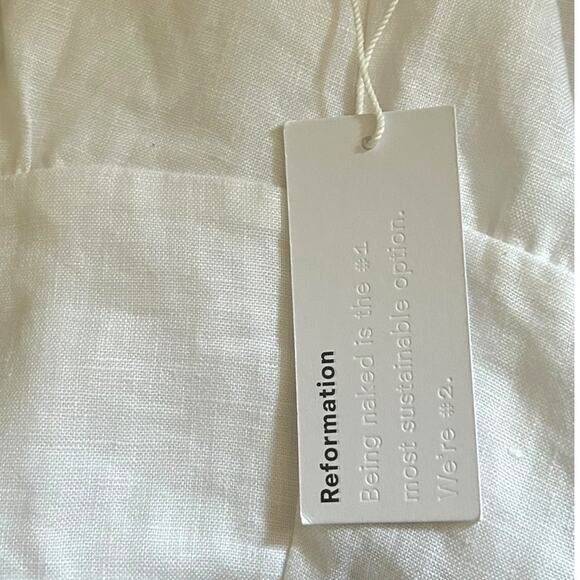 Reformation Simi Linen Mini Dress Anthropologie Bridal Shower Wedding White 10 - Picture 8 of 9